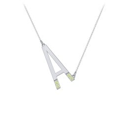 Asymmetrical Initial Necklace with Accent Stones - A