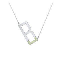 Asymmetrical Initial Necklace with Accent Stones - B