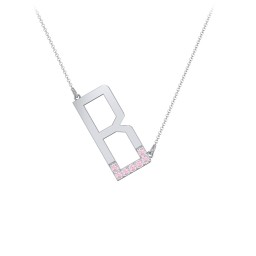 Asymmetrical Initial Necklace with Accent Stones - B