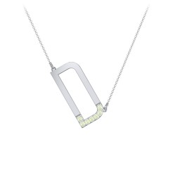 Asymmetrical Initial Necklace with Accent Stones - D