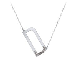 Asymmetrical Initial Necklace with Accent Stones - D