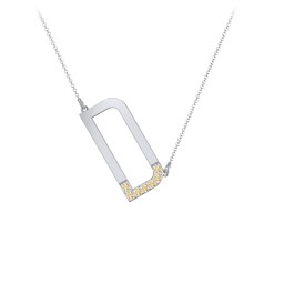 Asymmetrical Initial Necklace with Accent Stones - D