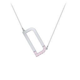 Asymmetrical Initial Necklace with Accent Stones - D