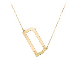 Asymmetrical Initial Necklace with Accent Stones - D in 18K Gold Plated Silver with Citrine