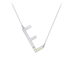 Asymmetrical Initial Necklace with Accent Stones - E
