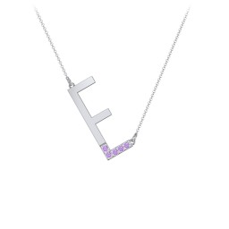 Asymmetrical Initial Necklace with Accent Stones - E