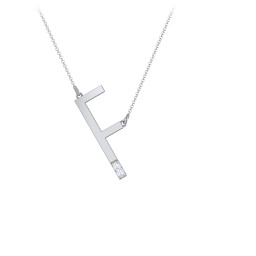 Asymmetrical Initial Necklace with Accent Stones - F