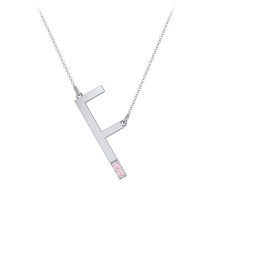 Asymmetrical Initial Necklace with Accent Stones - F