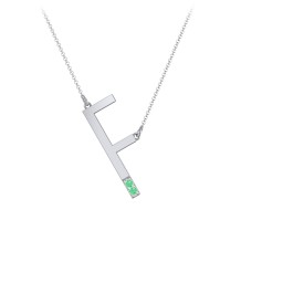 Asymmetrical Initial Necklace with Accent Stones - F