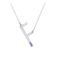 Asymmetrical Initial Necklace with Accent Stones - F
