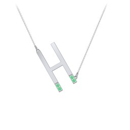 Asymmetrical Initial Necklace with Accent Stones - H