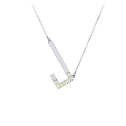 Asymmetrical Initial Necklace with Accent Stones - J