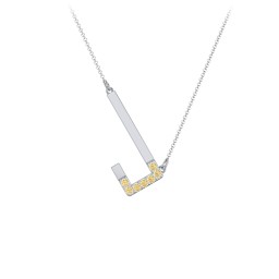 Asymmetrical Initial Necklace with Accent Stones - J