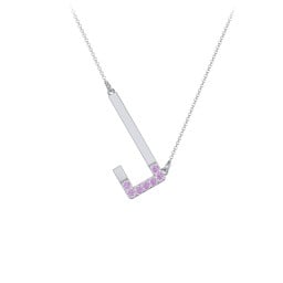 Asymmetrical Initial Necklace with Accent Stones - J
