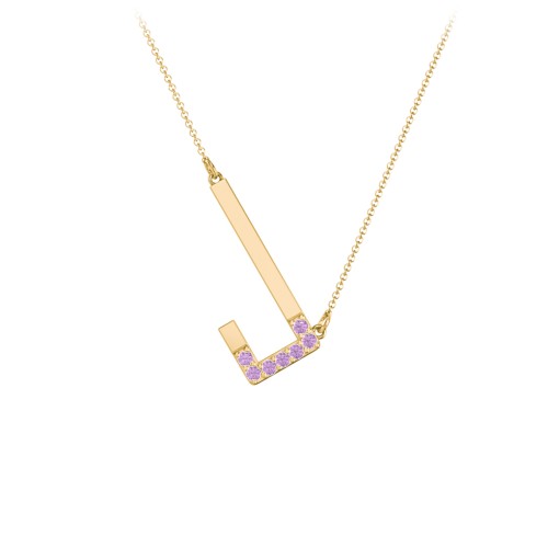 Asymmetrical Initial Necklace with Accent Stones - J – 18K Gold Plated Silver with Amethyst