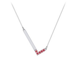 Asymmetrical Initial Necklace with Accent Stones - L
