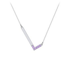Asymmetrical Initial Necklace with Accent Stones - L