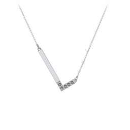 Asymmetrical Initial Necklace with Accent Stones - L