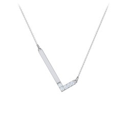 Asymmetrical Initial Necklace with Accent Stones - L