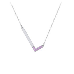 Asymmetrical Initial Necklace with Accent Stones - L