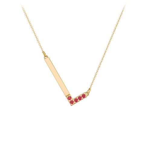 Asymmetrical Initial Necklace with Accent Stones - L – 18K Gold Plated Silver with Garnet