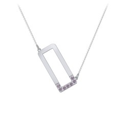 Asymmetrical Initial Necklace with Accent Stones - O