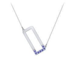 Asymmetrical Initial Necklace with Accent Stones - O