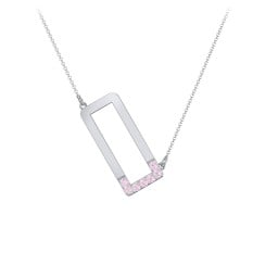 Asymmetrical Initial Necklace with Accent Stones - O