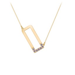 Asymmetrical Initial Necklace with Accent Stones - O
