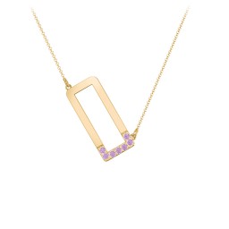Asymmetrical Initial Necklace with Accent Stones - O in 18K Gold Plated Silver with Amethyst