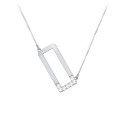 Asymmetrical Initial Necklace with Accent Stones - O in 925 Sterling Silver with Cubic Zirconia