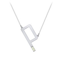 Asymmetrical Initial Necklace with Accent Stones - P