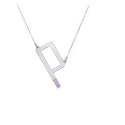 Asymmetrical Initial Necklace with Accent Stones - P