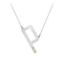 Asymmetrical Initial Necklace with Accent Stones - P