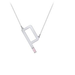 Asymmetrical Initial Necklace with Accent Stones - P