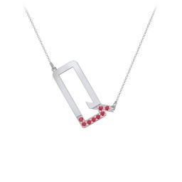 Asymmetrical Initial Necklace with Accent Stones - Q