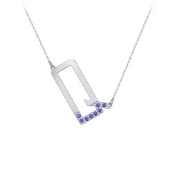 Asymmetrical Initial Necklace with Accent Stones - Q