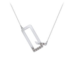 Asymmetrical Initial Necklace with Accent Stones - Q