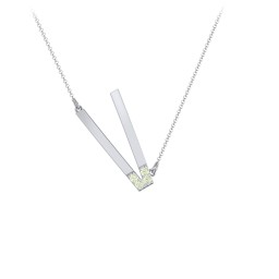 Asymmetrical Initial Necklace with Accent Stones - V