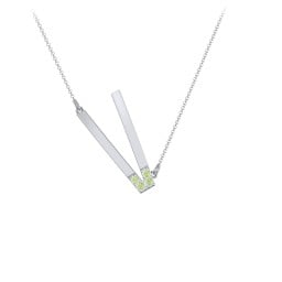 Asymmetrical Initial Necklace with Accent Stones - V