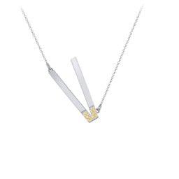 Asymmetrical Initial Necklace with Accent Stones - V