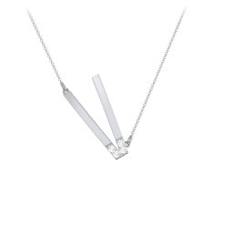 Asymmetrical Initial Necklace with Accent Stones - V