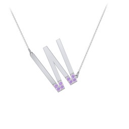 Asymmetrical Initial Necklace with Accent Stones - W