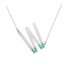 Asymmetrical Initial Necklace with Accent Stones - W