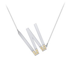 Asymmetrical Initial Necklace with Accent Stones - W