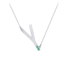 Asymmetrical Initial Necklace with Accent Stones - Y