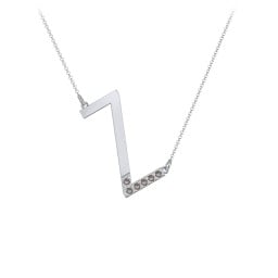 Asymmetrical Initial Necklace with Accent Stones - Z