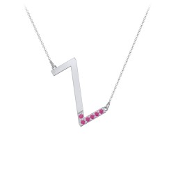 Asymmetrical Initial Necklace with Accent Stones - Z
