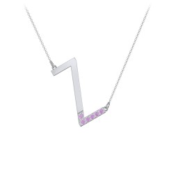 Asymmetrical Initial Necklace with Accent Stones - Z