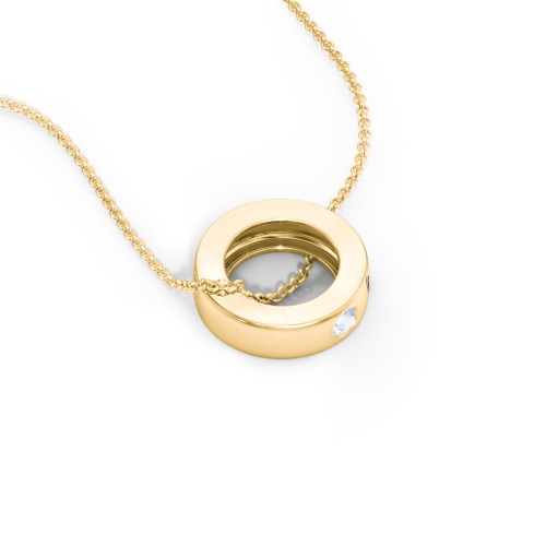 Engravable Gemstone Stacking Ring Charm Necklace - 1